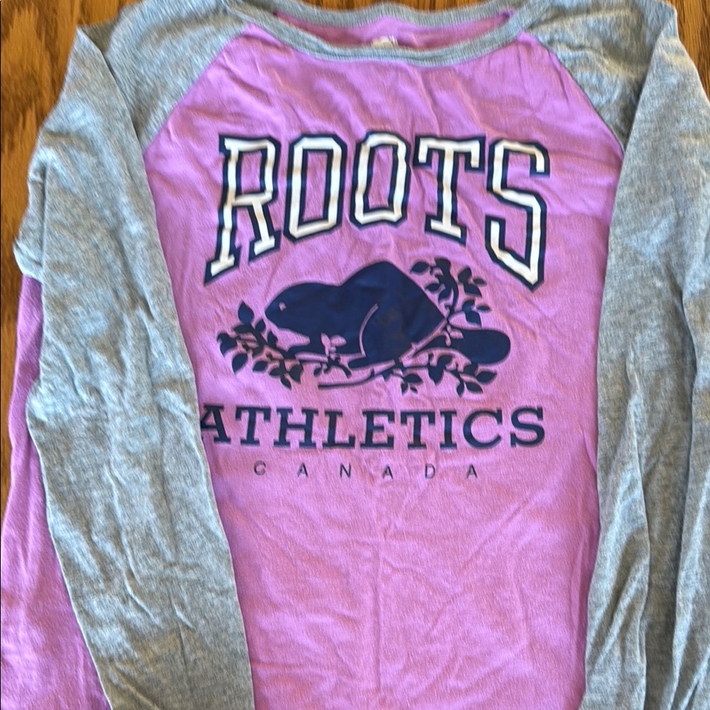 Roots Kids Long Sleeve Shirt in Pink and Gray